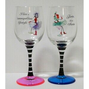 Bradford Exchange Stylish Dolly Mama’s Happy Hour 12 oz. Glassware Set #3 NRFB